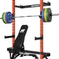 RitFit Multi-Functional Folding Squat Rack for Home Gym, 2.36'' x 2.36'' Wall Mounted Squat Rack with Attachments - Space Saving Squat Power Rack
