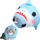 KOOLTAIL Cat Cone Collar, Adjustable Soft Comfortable Cat Recovery Collar to Stop Licking, Foldable Donut Water Resistant Pet Cone for Small Large Cats Kittens After Surgery Shark M