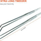 Extra Long Tweezers with Rubber Cover Tips, Fecsam Feeding Tongs - 2 Pack/18.9 inch Aquarium Stainless Steel Large Aquascape Tools for Fish Tank, Terrarium，Aquascaping, Reptile, Bearded Dragon