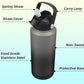 Insulated Water Bottle with Straw Lid,32 oz Stainless Steel Vacuum Metal Bottle with Silicone Handle,Gray Black