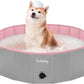 Furrybaby Dog Pool, Kiddie Pool with Hard Plate Collapsible Pet Bath Foldable Swimming Pet Pool Portable Pink 39''
