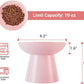 Extra Wide Elevated Ceramic Cat Food Bowl - 6.2" Shallow Dish for Whisker Fatigue Relief, 5" Height for Easy Feeding, Lead & Cadmium Free, Durable Raised Cat Food Bowls, Pink