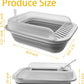 Open Cat Litter Box with High Side, 20.67 X 15.16 inch Anti-Splashing Kitty Litter Pan Collapsible Travel Litter Potty Pan Scoop Leak-Proof Pedal Cat Toilet No Smell Easy Clean (L Gray High Side)