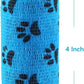 WePet Pet Wrap, Self-Adhesive, Only Sticks to Itself, Non-Woven Tape for Dog Legs, Paws, Wounds, First Aid Cohesive Gauze for Horse, Cat, Bird, Animal, 6 Rolls, 4 Inch, Pawprints A