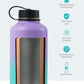 BUZIO 64oz Insulated Water Bottle Stainless Steel Double Wall Leak Proof Half Gallon with Straw Lid and Flex Cap (Cold for 48 Hrs) Sports Flask Metal Travel Mug for Hiking, Camping, Purple Green