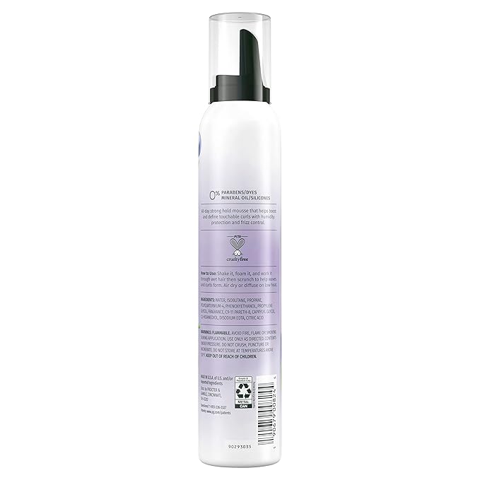 Herbal Essences Curl Boosting Mousse, Frizz Control for Curly & Wavy Hair, Long-Lasting Hold with Berry Scent, Paraben & Dye-Free, Cruelty-Free, 6.8 Fl Oz Each, 3 Pack