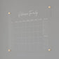 Personalized Clear Acrylic Calendar for Wall, Calendar Whiteboard for Wall, Dry Erase Wall Calendar, Wall Calendar Organizer System for Home (Cursive, White, 31"W x 23"H)