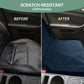 Dog Car Front Seat Cover with Side Flaps & Buckle Straps for Pet, 100% Waterproof 600D Oxford Single Seat Protector Heavy Duty Quilted Scratch Proof, Universal Size for SUV Truck, Blue