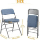 BOOSDEN Folding Chair, Foldable Chair, Faux Leather Fold Up Chair for Home, Office, Dining, Portable and Compact Metal Frame Folding Seat, Thickened Padded Fold Out Chair Indoor & Outdoor, Blue
