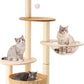 Rattan Cat Climbing Tower Condo with Scratching Post,Capsule,Basket,and Bed Modern Heavy Duty Cat Tree for Indoor Cat Large Adult