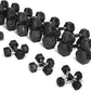 WF Athletic Supply Rubber Encased Hex Dumbbells with Rubber Grip Contoured Handle for Muscle Toning, Strength Building & Full Body Workout