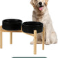 Ceramic Raised Double Bowls Set with Stand, Food & Water Bowls for Large Breed Dogs, Weighted Dog Dishes, Pet Bowl(8.2'',60OZ, Black)