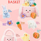 7 Piece Plush Stuffed Animals Playset Toys with Rabbit, Chick, Lamb, Carrot, Egg, Flower, Furry Bag, Soft Basket Set Toys for Girls Kids Ages 3+, Birthday Christmas Valentines Easter Party Favors