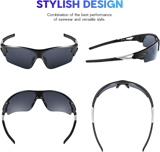 BEACOOL Polarized Sports Sunglasses for Men Women Youth Baseball Fishing Cycling Running Golf Motorcycle Tac Glasses UV400