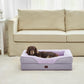 EHEYCIGA Memory Foam Dog Bed for Large Sized, Orthopedic Dog Sofa with Sides and Waterproof Liner, Washable Bolster Pet Couch with Removable Cover, 41x27x7.5 Inch, Purple