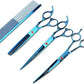 LILYS PET Professional PET Grooming scissors Kit,Coated Titanium,Sharp and Strong Stainless Steel Blade for Dogs Cats Hair Cutting,3 Pieces of Scissors with a Comb and a Case (7.5 inches, Blue)