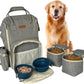 Tito's Closet Dog Travel Bag Includes Dog Travel Accessories 2-Pack Dog Travel Bowl, 2 Dog Food Containers, Dog Treat Bag (Gray), DB2024