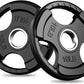 RitFit Olympic Rubber Grip Plates for Barbell, 2-Inch Weight Plates for Weightlifting and Strength Training in Home & Gym, Single, Pair and Sets(2.5/5/10/25/35/45 LB)