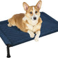 Veehoo Soft Plush Elevated Dog Bed, Raised with Heavy Duty Frame, Non-Slip Silicon Feet, Washable & Breathable Pet Cot for Indoor/Outdoor Use, 35" x 22", Navy Blue, CWC2432A