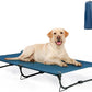 Folding Raised Dog Cot, Large Outdoor Elevated Dog Bed, Cooling Chew Proof Pet Cots Bed, Portable, Heavy Duty Up to 160 lbs, Pet Cot for Camping, Home, Dark Blue, 43"x27"x7"