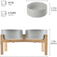 SPUNKYJUNKY Elevated Dog Bowls Ceramic, 7.3'' Dogs Food Water Bowls Raised with Non-Slip Bamboo Stand for Medium to Large Sized Breed Microwave Dishwasher Safe - 42 OZ,Grey