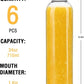 Sursip 24oz Glass Water Bottle Set of 6, Leak Proof Clear glass juice bottle for juicing, Reusable Drinking Bottles with Stainless Steel Lid, Beverage Storage Containers for Refrigerator-BPA Free