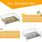 Dog Bed with Rails - Elevated Pet Metal Bed Frame with Solid Wood Board and Washable Soft Mat for Medium Dog Indoor or Outdoor Use, 25.2" x 37.8", White