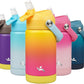 Insulated Water Bottle with Straw Lid,12 oz Stainless Steel Vacuum Metal Bottle with Silicone Handle,Rainbow