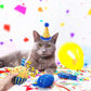 BINGPET Cat Birthday Catnip Toys for Indoor Cats,Cat Birthday Hat,Bandana and Cat Birthday Cake Interactive Plush Kitten Chew Toys,Cute Fish,Balloon Toys with Crinkle Paper and Catnip Inside(Blue)