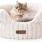 MEWOOFUN Cat Beds for Indoor Cats, Washable Dog Bed for Small Dogs, Round Pet Bed for Puppy and Kitten with Anti-Slip Bottom (Beige, 20"x20"x8")