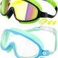 Rantizon Swim Goggles 2 Pack, Wide View Anti Fog&UV Swimming Goggles for Audlt, No Leaking Swim Glasses for Men Women Kids