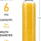 Sursip 18oz Glass Water Bottle Set of 6, Clear glass juice bottle for juicing，Reusable Drinking Bottles with Stainless Steel Lid，Beverage Storage Containers for Refrigerator-BPA Free，Leak Proof