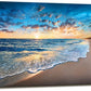 Jiuqinghua Canvas Prints Wall Art Blue Beach Ocean Landscape Paintings 1 panel Sunset Sea Waves Wall Decor Pictures Stretched and Framed for Living Room Bedroom and Office Decor Artwork 24x48inch