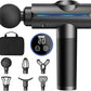Massage Gun, Deep Tissue Massage Gun for Pain Relief, Quiet Electric Percussion Massager, Handheld Electric Muscle Massager with Carry Case 20 Speeds & LED Screen, Gift for Women/Men. Grey