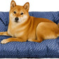 FUNNY FUZZY 2 in 1 Dog Bed Crate Pad Mat, Washable Reversible Pet Floor Mats,Fluffy Kennel Pad for Small Large Sized Dog,Indoor Cats,Sleeping Mattress,35.4" × 22.8", Midnight Blue