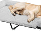 Veehoo Cooling Elevated Dog Bed Add Removable Deluxe Rose Plush Bolster Cushion Mat, 47" x 29" Washable Dog Couch Bed, Raised Pet Cot with Breathable Teslin Mesh, No-Slip Feet, Grey, CWC2439B