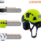 LOHASPRO Arborist Forestry Helmet Safety Hard Hat with Visor and Ear Muffs for Tree Service Logging Cutting Wood Chainsaw Helmet Garden Work Trimming Mowing(P91 Lime+Smoked Visor+Earmuff)