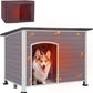 GUTINNEEN Dog House Insulated Outdoor Dog Kennel with Liner for Winter Large(Grey and White)