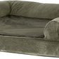 Furhaven Orthopedic Dog Bed for Large Dogs w/ Removable Bolsters & Washable Cover, For Dogs Up to 95 lbs - Faux Fur & Velvet Sofa - Dark Sage, Jumbo/XL