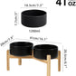 Ceramic Raised Double Bowls Set with Stand, Food & Water Bowls for Medium Breed Dogs, Weighted Dog Dishes, Pet Bowl(7.3'',41OZ, Black)