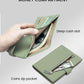 RFID Slim Passport Holder for Women, Compact Leather Passport Wallet with Card Holders SIM Slots,Zippered Coins Pocket and Cash Compartment Travel Passport Cover Case, Light Green