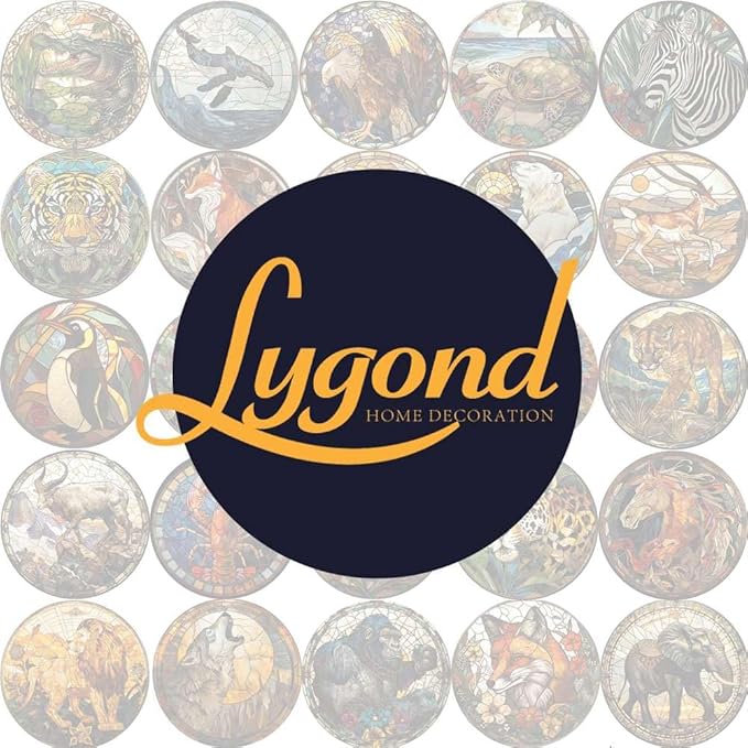 Lygond Metal Sign Tin Sign Circular Stained Glass American Bald Eagle Bathroom Signs for Home for Yard 8×8 Inches