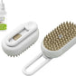 Cat Steam Brush - 5 In1 Grooming Kit for Cats and Dogs Silicone Massage Tool - Stainless Steel Nail Scissors - Hair Detangling Comb - Water Spray Rechargeable Shedding Wash-Free Essence (White)