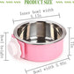kathson Crate Dog Bowl, Removable Stainless Steel Hanging Pet Cage Bowl Food & Water Feeder Coop Cup for Cat, Puppy, Birds, Rats, Guinea Pigs 4pcs(2×Blue,1×Pink,1×Green)