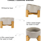 SPUNKYJUNKY 15° Slanted Ceramic Dog and Cat Bowl with Wooden Stand, Tilted Bulldog Food and Water Bowl No Slip Non-Spill for Cats Medium Dogs Big Face Pets 28.7 OZ (3.6 Cups, Grey)