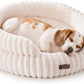 MEWOOFUN Dog Bed for Medium Dogs, Washable Large Cat Beds for Indoor Cats, Donut Pet Bed for Dogs and Cats with Anti-Slip Bottom (Beige, 27"x27"x10")