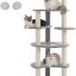 PETEPELA 61" Cat Tree for Indoor Cats, [6-Levels] Cat Climbing Tower with 9 Sisal Scratching Posts and Replaceable Dangling Ball &Top Perch, Grey