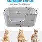 Large Open Cat Litter Box Low Entry,High Sided Cat Litter Pan Anti-Splashing Plastic Kitty Box Grey Kitten Pan with High Wall Easy Clean