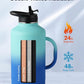 Trebo Half Gallon Water Bottle Insulated with Handle, 64 oz Double Wall Stainless Steel Metal Large Jug, Travel Flask with Straw Spout Lid, Mug Tumbler Cup with Carry Pouch, Keep Cold Hot, Blue