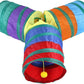 32Pcs Cat Toys Kitten Interactive Pet Toys Assortments, Foldable Rainbow Tunnel, Teaser Wand Fluffy Mouse Crinkle Balls Bell Play for Puppy Kitty (3 way)